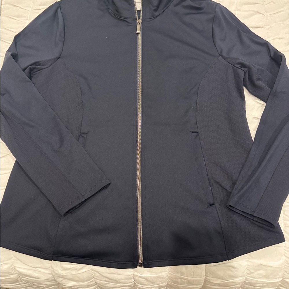Chico's Dark Blue Full Zip Jacket EUC